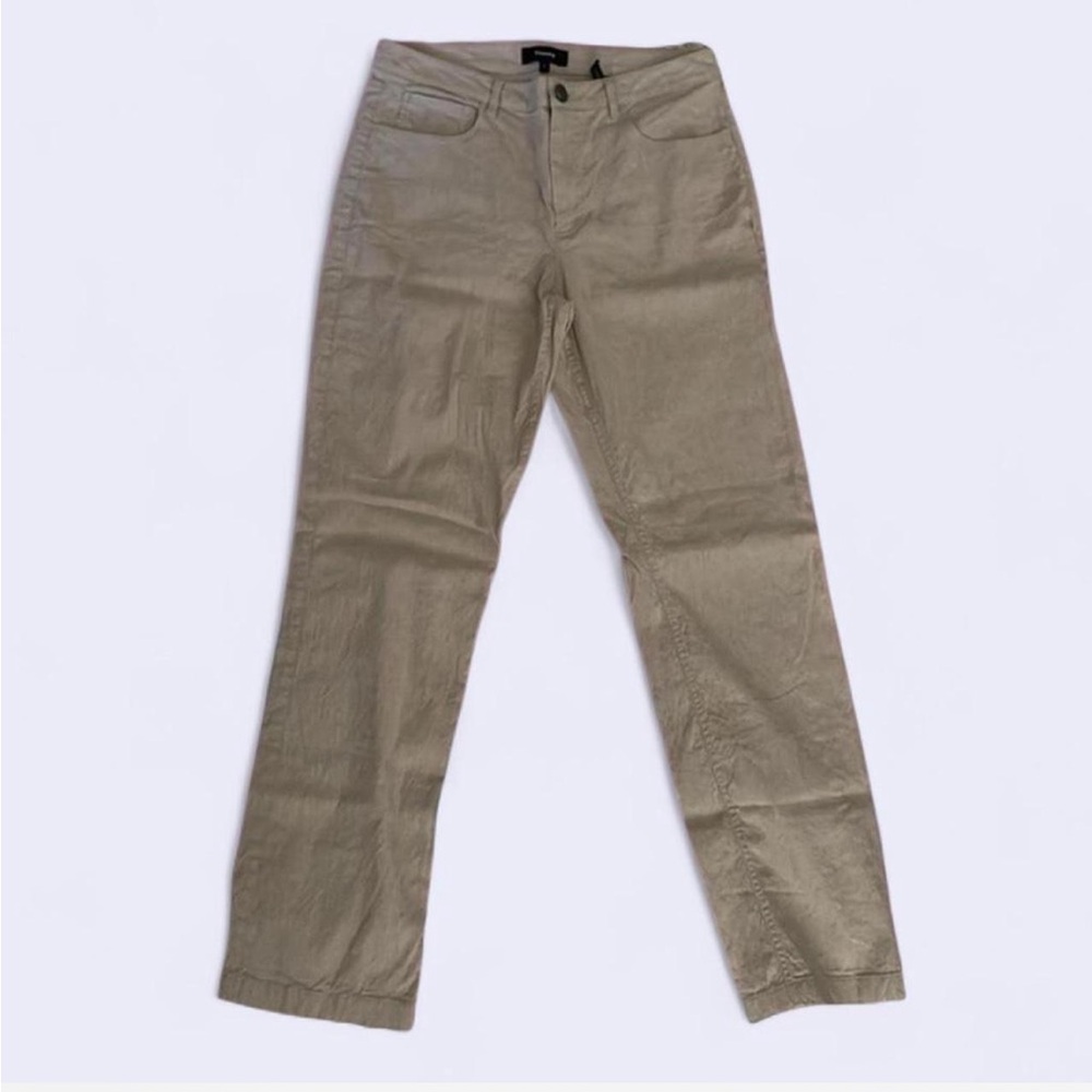 Khaki Linen Blend Straight Leg Pants • Quiet Luxury Tailored Trousers Pants